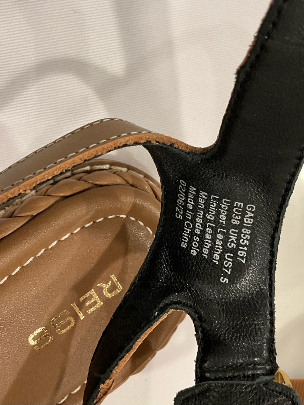 NWT REISS Gabi Plait Leather Flat Sandals Tan Ankle Strap EU 38 US 7.5 - Picture 5 of 9